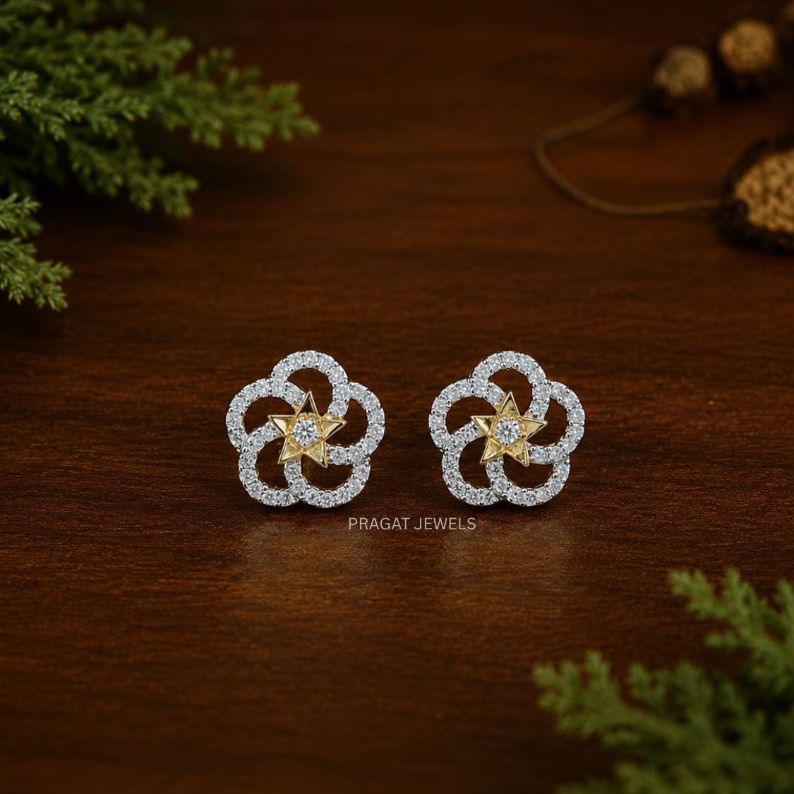 Celestial Bloom Gold Stud Earrings/Star Blossom Gift Earrings/Twinkle Flower Gold Stud Earrings/NP1370
