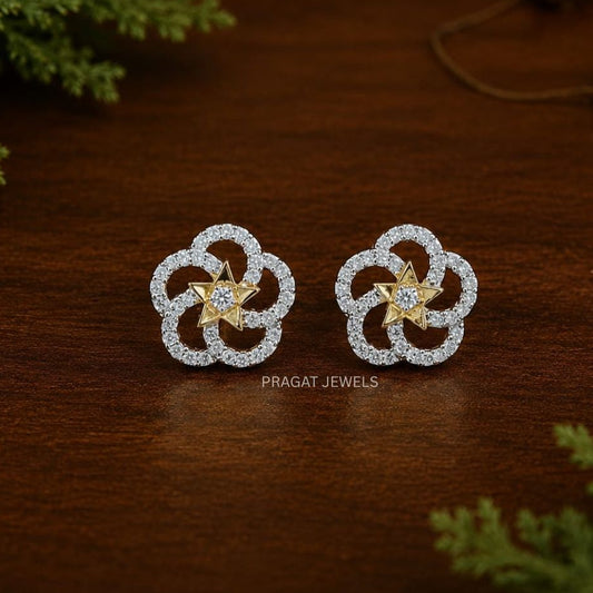 Celestial Bloom Gold Stud Earrings/Star Blossom Gift Earrings/Twinkle Flower Gold Stud Earrings/NP1370
