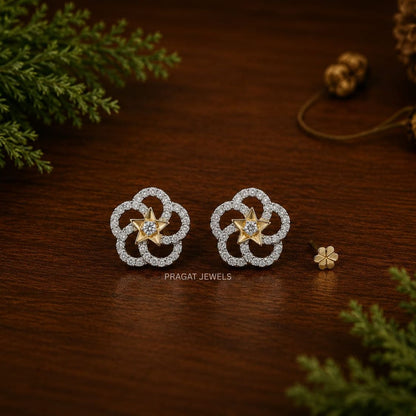 Celestial Bloom Gold Stud Earrings/Star Blossom Gift Earrings/Twinkle Flower Gold Stud Earrings/NP1370