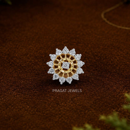 Diamond-Cut Floral Gold Nose Stud/Radiant Sunflower Gold Nose Pin/Traditional Floral Gold Nose Pin for Women/NP1425