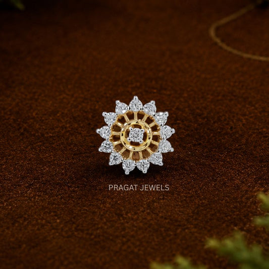 Diamond-Cut Floral Gold Nose Stud/Radiant Sunflower Gold Nose Pin/Traditional Floral Gold Nose Pin for Women/NP1425