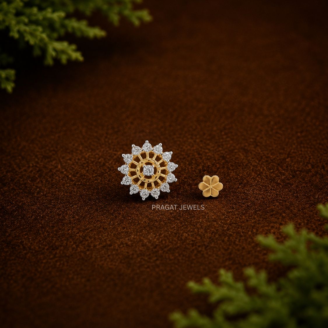 Diamond-Cut Floral Gold Nose Stud/Radiant Sunflower Gold Nose Pin/Traditional Floral Gold Nose Pin for Women/NP1425
