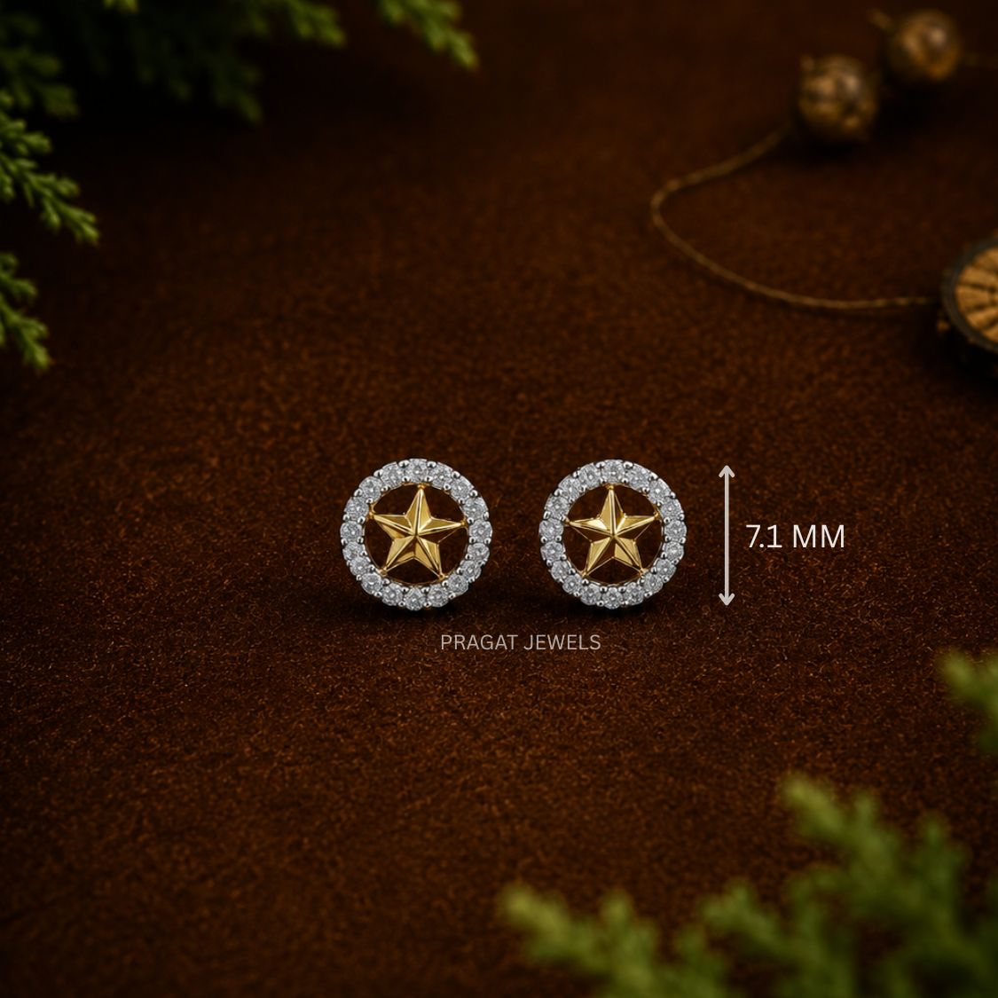 Elegant Star Design Gold Stud Earrings/Diamond-Cut Star Gold Stud Earrings/Celestial Star Gold Stud Earrings for Women/NP1427