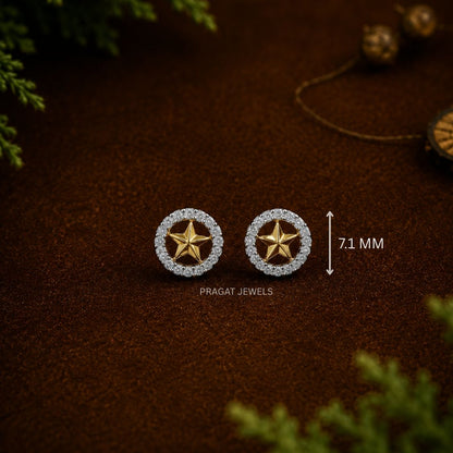 Elegant Star Design Gold Stud Earrings/Diamond-Cut Star Gold Stud Earrings/Celestial Star Gold Stud Earrings for Women/NP1427