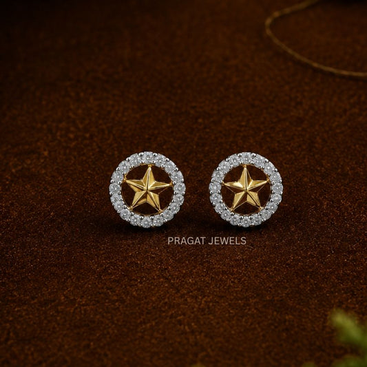 Elegant Star Design Gold Stud Earrings/Diamond-Cut Star Gold Stud Earrings/Celestial Star Gold Stud Earrings for Women/NP1427