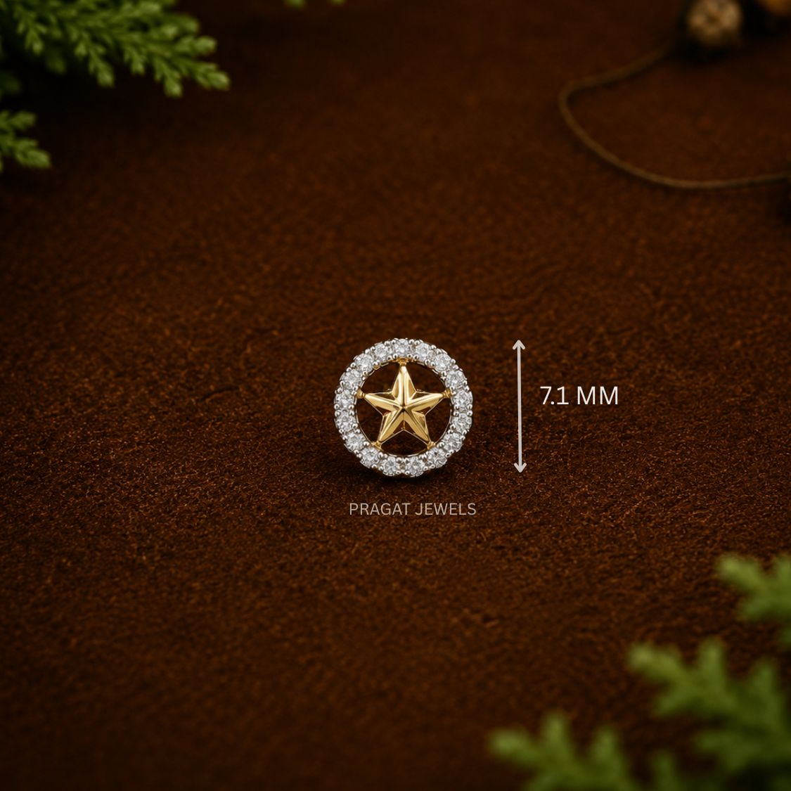 Elegant Star Design Gold Nose Pin/Sparkling Star Gold Nose Pin for Women/Round Halo Star Gold Nose Stud/NP1427