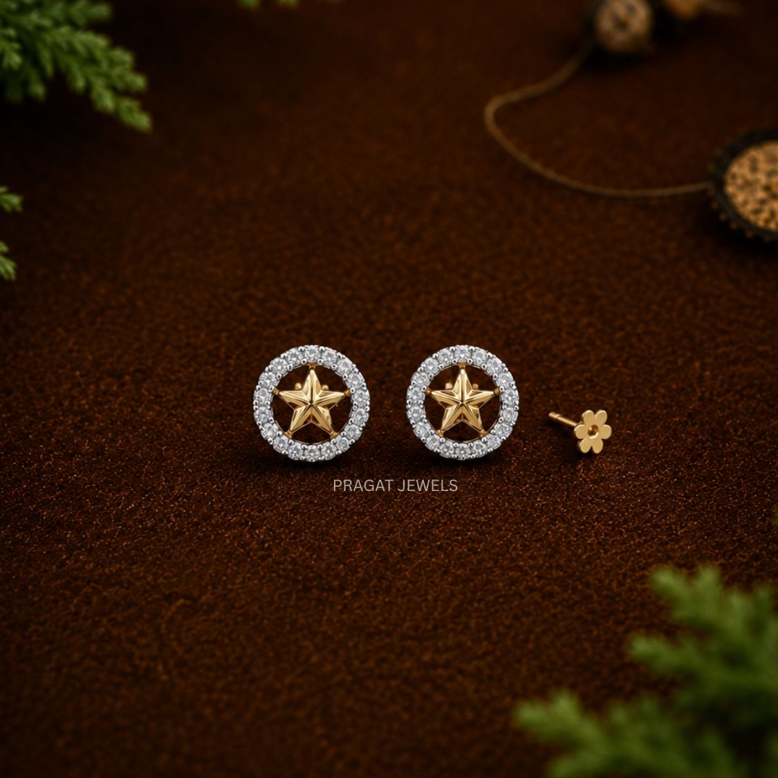 Elegant Star Design Gold Stud Earrings/Diamond-Cut Star Gold Stud Earrings/Celestial Star Gold Stud Earrings for Women/NP1427