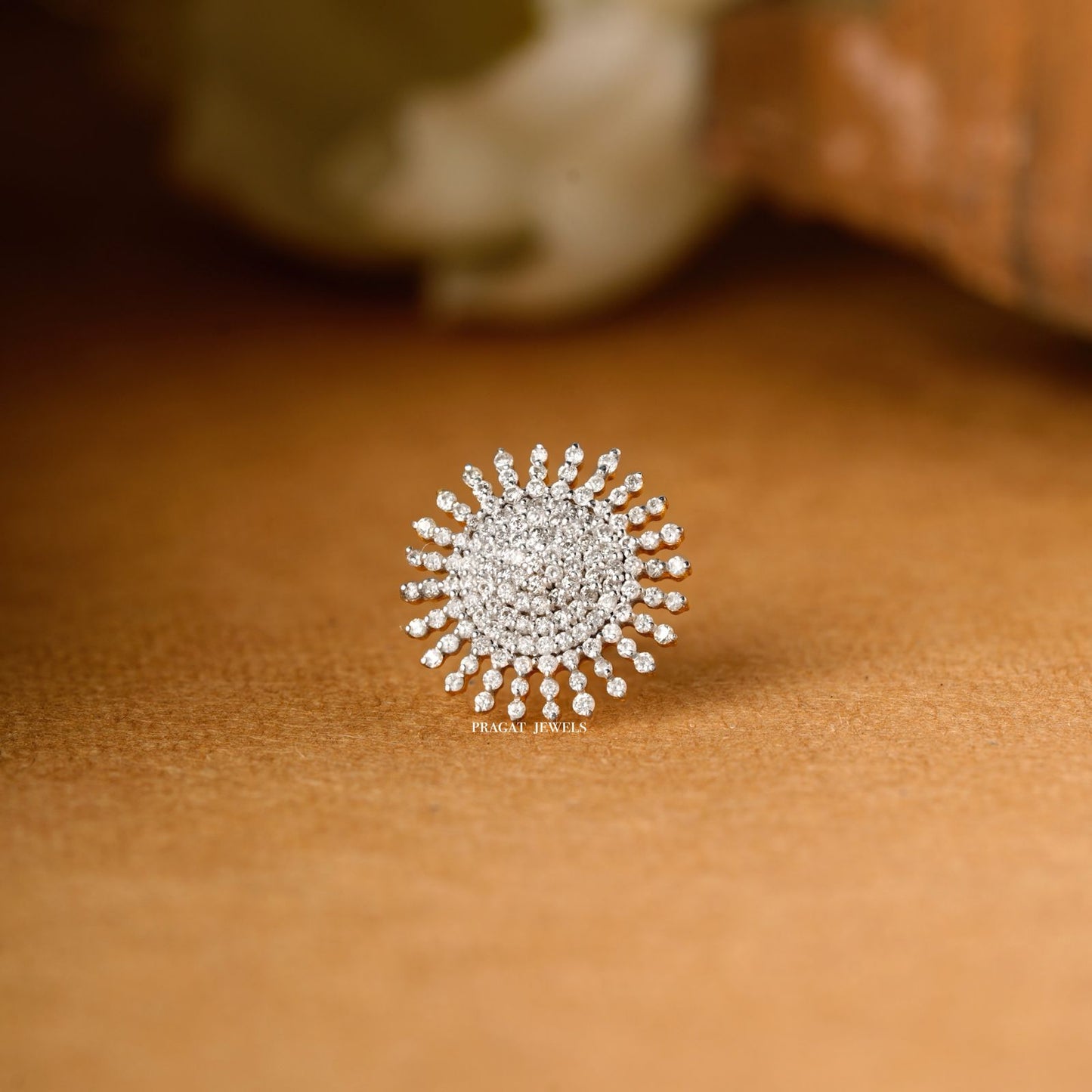 Diamonds Cluster Nosepin  Gold Indian Nose Stud Traditional Nose A precious Gift for The Percious One.