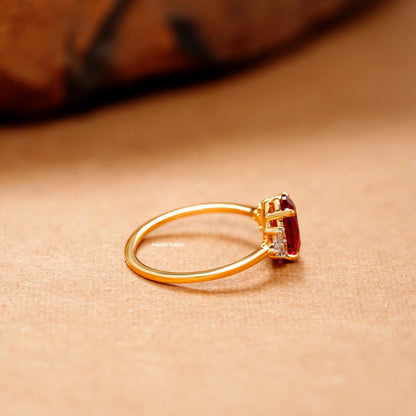 Pink Stone Solitaire Yellow Gold Brillant Cut Diamond Stud Ladie's Engagement Ring, Hand crafted with love - PRAGAT JEWELS