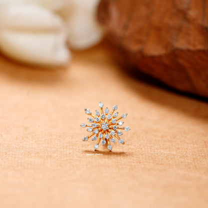 Stunning floral Diamond cocktail Nosepin for women Gift for The Percious One.NP1082