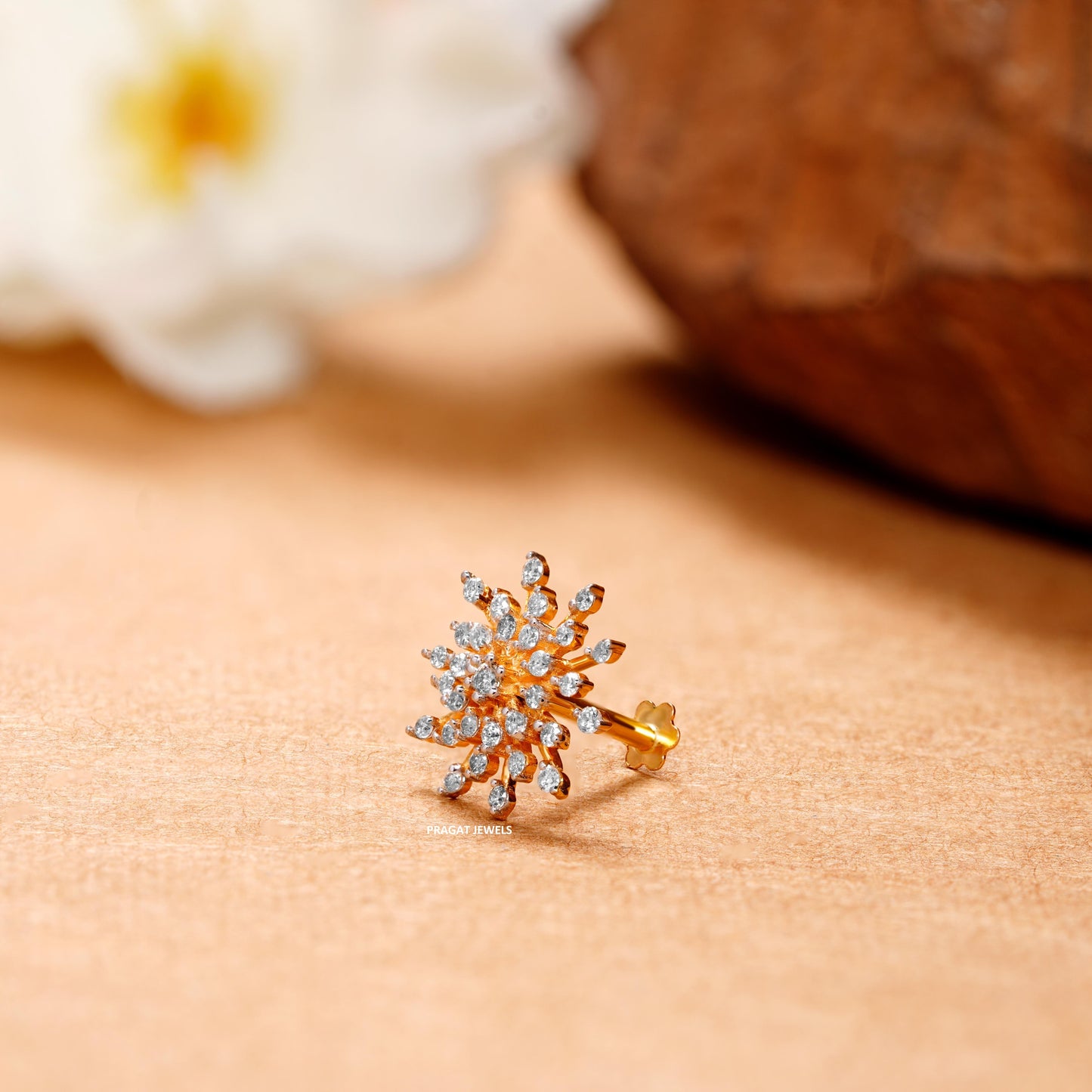 Stunning floral Diamond cocktail Nosepin for women Gift for The Percious One. - PRAGAT JEWELS