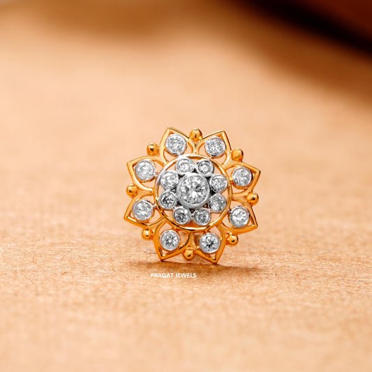 TradItlonal Impon Stud Nosepin Brilliant Cut Diamond,Handcrafted With Love.NP1069