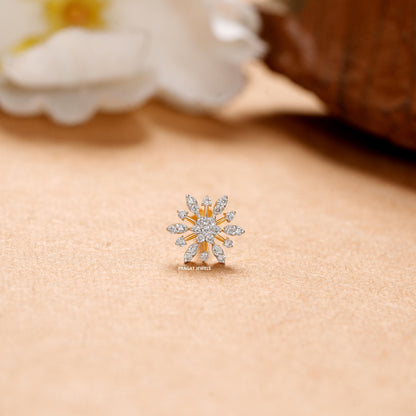 Traditional Nakfool Diamond Nosepin Solitaire Yellow Gold Brillant Cut Diamond Hand crafted with love NP0294