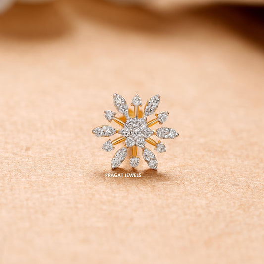 Traditional Nakfool Diamond Nosepin Solitaire Yellow Gold Brillant Cut Diamond Hand crafted with love NP0294