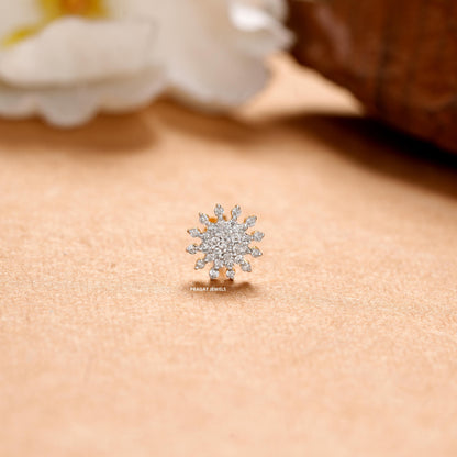 Indian Nose Stud Traditional Nose Stud Indian Nose pin Diamond Nose Piercing Unique Nose Stud Yellow gold Nose Stud  Shape Nose Stud NP0157