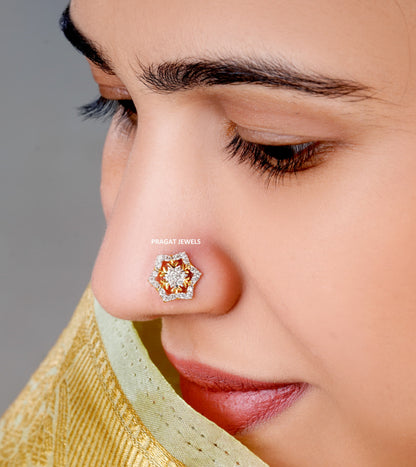 Diamond Stud  10mm medium size Cluster Nosepin A precious Gift for The Percious One.NP0976