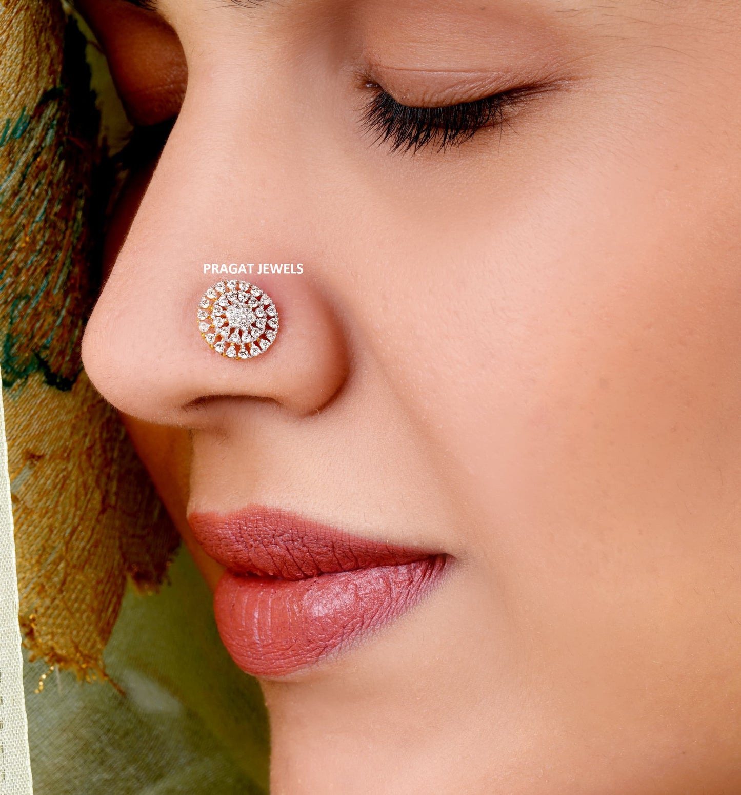 Diamond Stud  9.4mm medium size Cluster Nosepin A precious Gift for The Percious One.NP0168