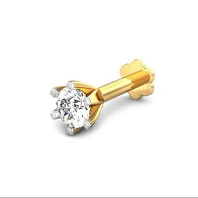 18kt Gold Single Diamond Nosepin/Nosestud/Andi Elegant Nose Jewelry for Women Gift For The Real Diamond Nosestud ,Conch ,lube,Rook , Buy diamond nosepin online - PRAGAT JEWELS