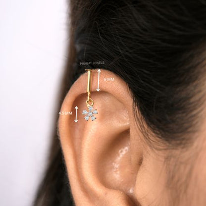 18kt Yellow Gold Floral Diamond Helix Bugadi Piercing NP0143