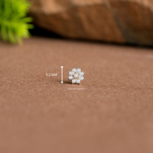 Flower Push Nosepin Stud, Indian Dangle Nose Stud, Tragus Stud, Helix Stud, Gold Nose Piercing,NP0946