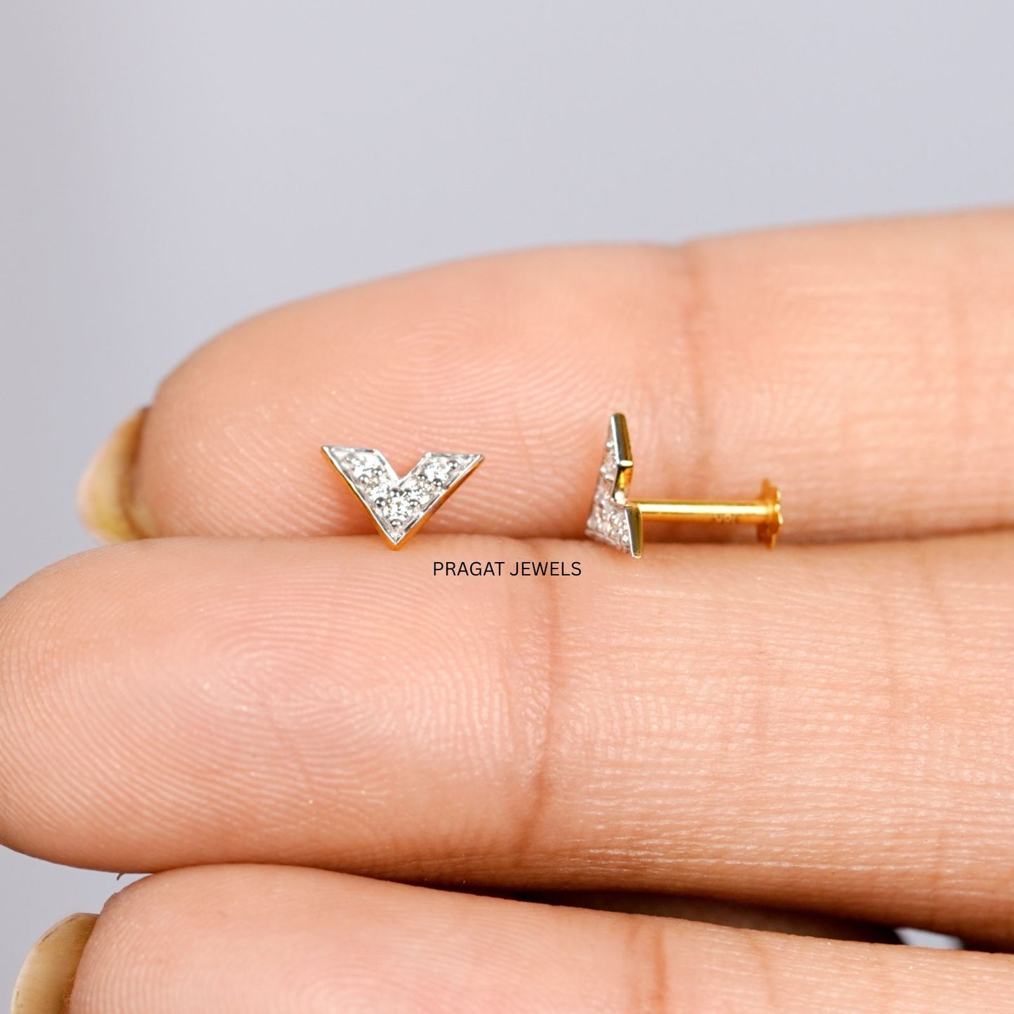 Lucky Clover 18Kt Gold and Diamond Stud Earrings Yellow Gold Bridesmaid Jewelry NP1217