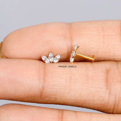 Solid Gold Stud - Flower Stud Earring - Minimalist stud earrings - Solid Gold Earring NP1218