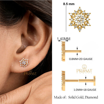 Radiant Snowflake Diamond Stud Earrings/Celestial Bloom Diamond Stud Earrings/np1142