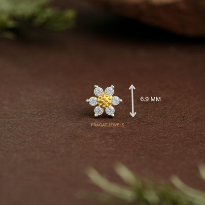 Golden Blossom Diamond Nosepin/Floral Spark Gold Nose Stud/Floral Spark Gold Nose Stud/NP1325