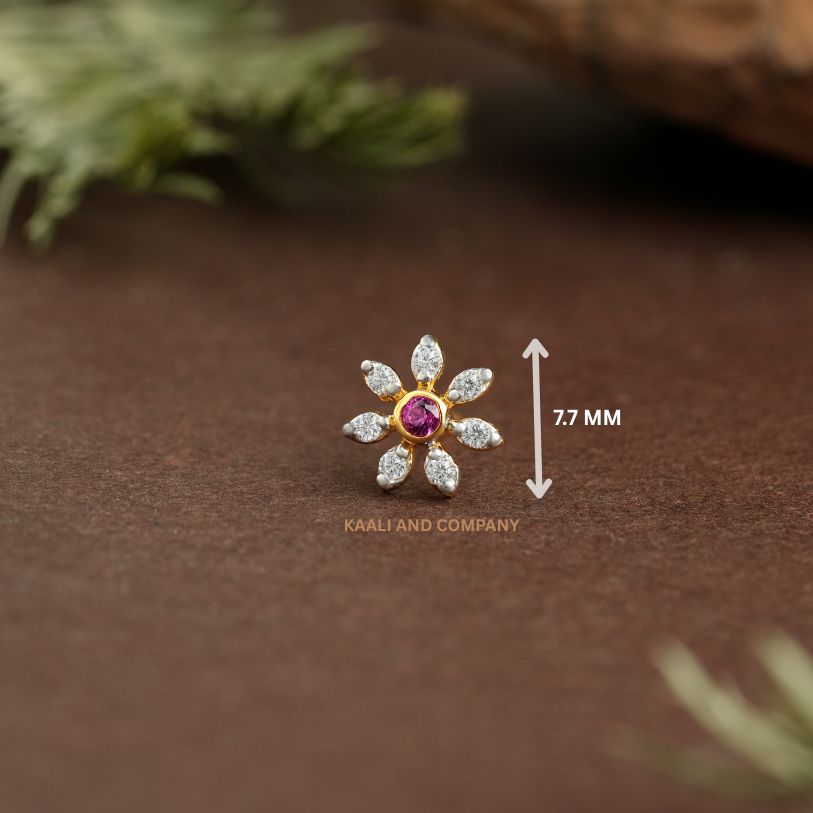 “Ruby & Diamond Bloom” Gold Nose Pin/“Rosette Diamond” Gold Nose Pin/“Twinkle Petal” Gold Nose Pin/NP0575