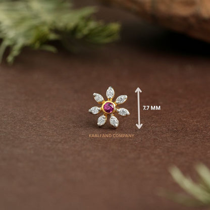 “Ruby & Diamond Bloom” Gold Nose Pin/“Rosette Diamond” Gold Nose Pin/“Twinkle Petal” Gold Nose Pin/NP0575