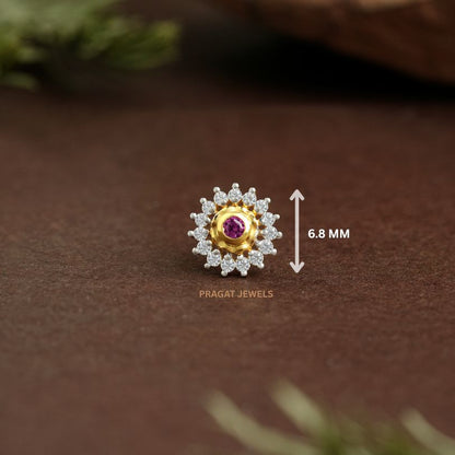 Ruby Bloom Nose Pin/Scarlet Starburst Nose Pin/Gulnaar Diamond Nose Pin/NP1108