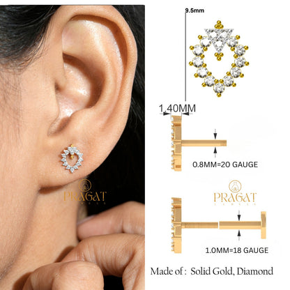 Celestial Bloom Gold Earrings/Twinkle Halo Diamond Earrings/Floral Spark Gold Studs/NP0975