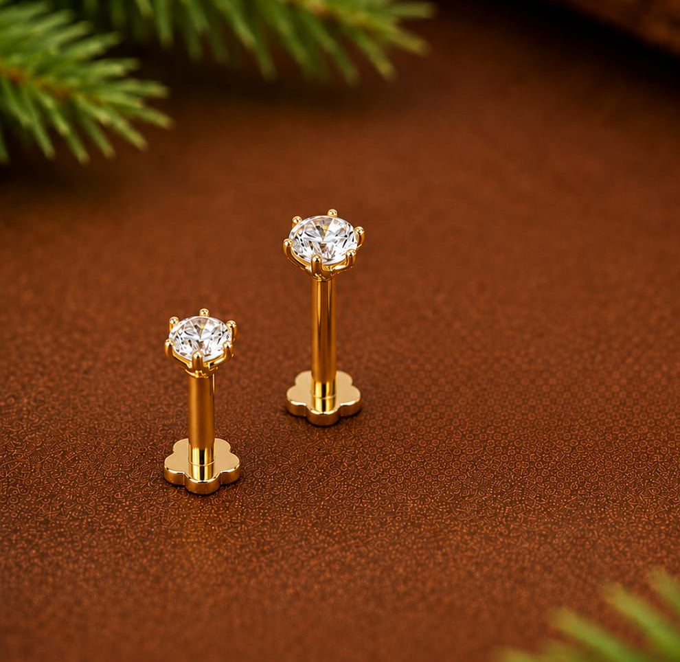 Gold Single Diamond Nosepin/Nosestud/Andi Elegant Nose Jewelry for Women Gift For The Real Diamond Nosestud ,