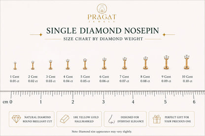 Gold Single Diamond Nosepin/Nosestud/Andi Elegant Nose Jewelry for Women Gift For The Real Diamond Nosestud ,