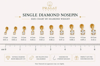 Gold Single Diamond Nosepin/Nosestud/Andi Elegant Nose Jewelry for Women Gift For The Real Diamond Nosestud ,