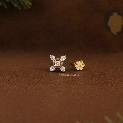Twinkle Bloom Gold Nose Pin/Celestial Petal Diamond Nose Pin/Sparkling Blossom Gold Nose Pin/NP0139
