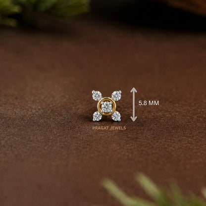 Twinkle Bloom Gold Nose Pin/Celestial Petal Diamond Nose Pin/Sparkling Blossom Gold Nose Pin/NP0139