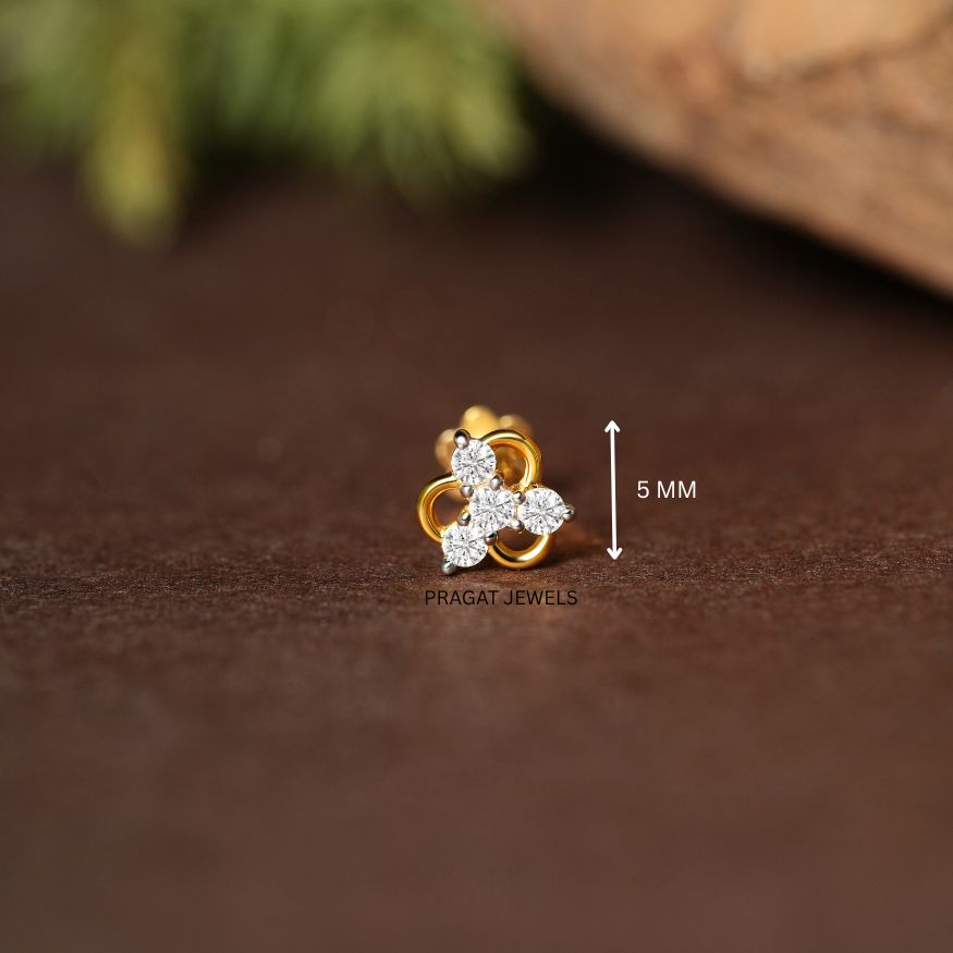 Timeless Trio Gold Stud Earrings/Twinkle Trio Diamond Earrings/Sparkling Cluster Stud Earrings/NP0886