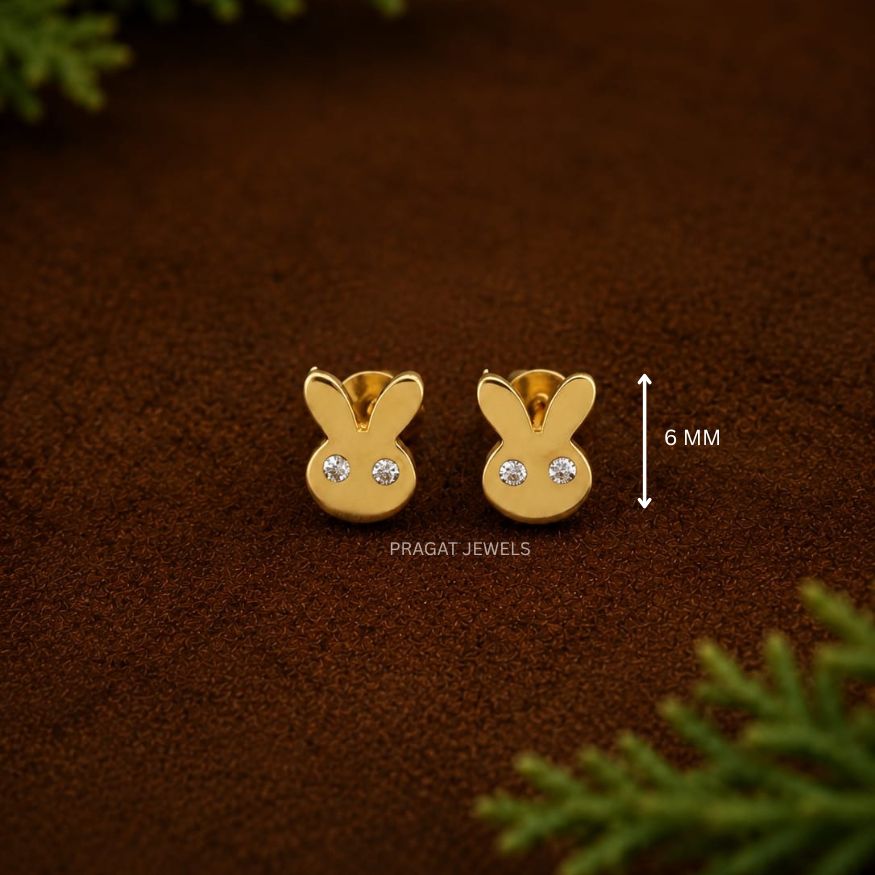 Baby Gold Stud Earrings/Tiny Bunny Gold Stud Earrings/Kids Gift Earrings Stud/NP1410