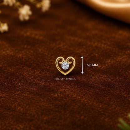 Sparkling Heart Gold Stud Earrings/Love Heart Gold Earrings/Love Gift /NP1411