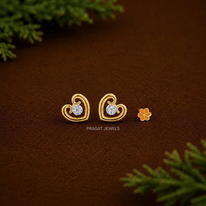 Sparkling Heart Gold Stud Earrings/Love Heart Gold Earrings/Love Gift /NP1411