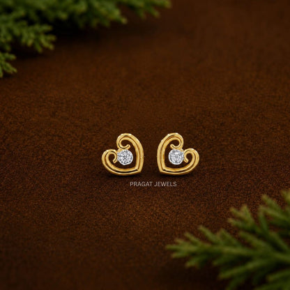 Sparkling Heart Gold Stud Earrings/Love Heart Gold Earrings/Love Gift /NP1411