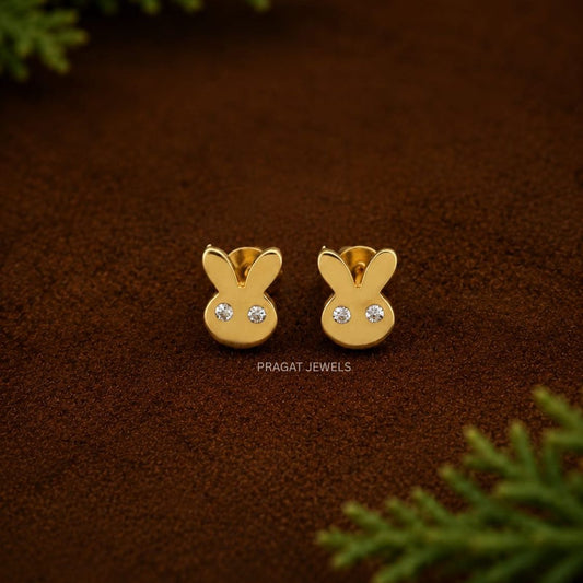 Baby Gold Stud Earrings/Tiny Bunny Gold Stud Earrings/Kids Gift Earrings Stud/NP1410