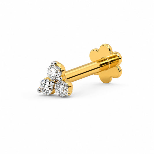 Gold Diamond Nose Pin – Delicate 3 stone nosepin|NP0299