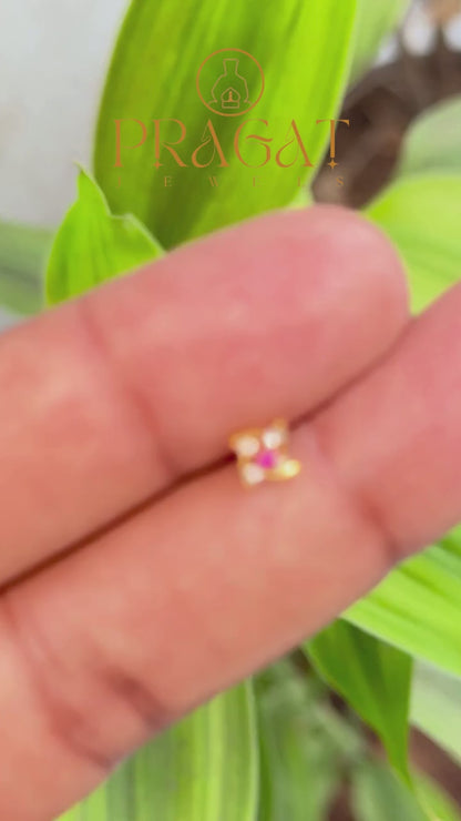 Nose Stud in  Solid Gold · Indian Nose Stud · Ruby Stone Nose Piercing JewelryNP1162
