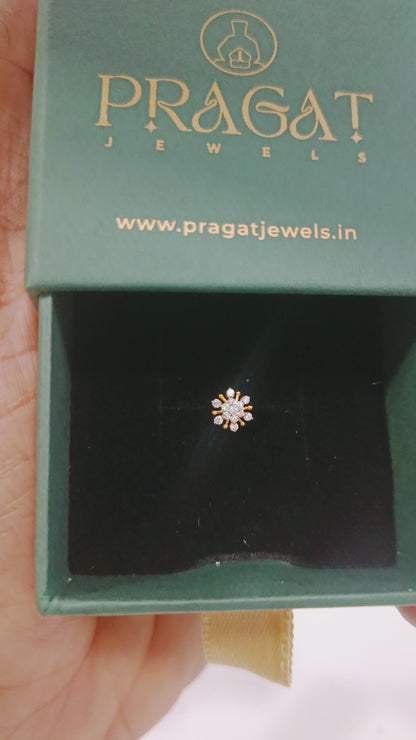 Solid Gold  Nose Stud  Flower Nosepin Flower Nose Stud