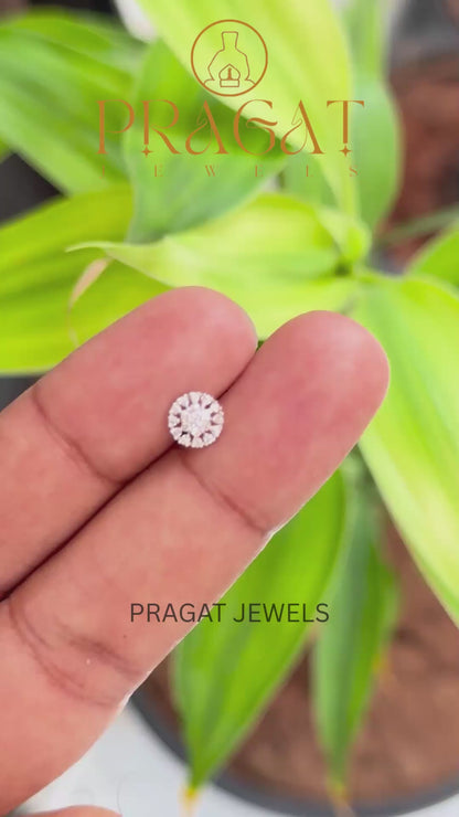 Gold Diamond Nose Pin | Round Cluster Diamond Nose Stud | Dainty Nose Jewelry for Women |NP0521